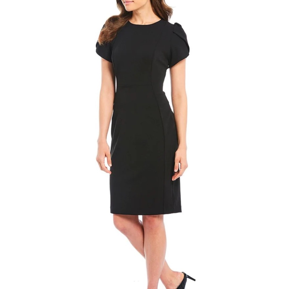 🌷NWT! Red Calvin Klein Sheath Tulip Sleeve Dress - Picture 6 of 9